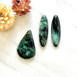 Large Deep Blue Mixed Crescent Lake Variscite, Set of 3 Background