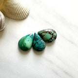 Medium Bamboo Green Teardrop Bamboo Mountain Turquoise, Set of 3 Background