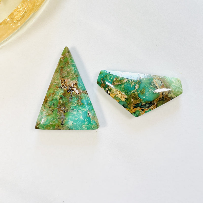 Large Sea Green Mixed Crescent Lake Variscite, Set of 2 Background
