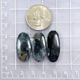 Large Deep Blue Oval Pietersite Quartz, Set of 3 Dimensions