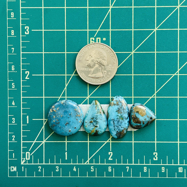 Medium Ocean Blue Mixed Ithaca Peak Turquoise, Set of 4 Dimensions