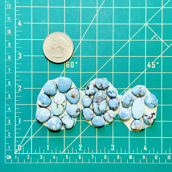 Small Sky Blue Mixed Golden Hills Turquoise, Set of 25 Dimensions