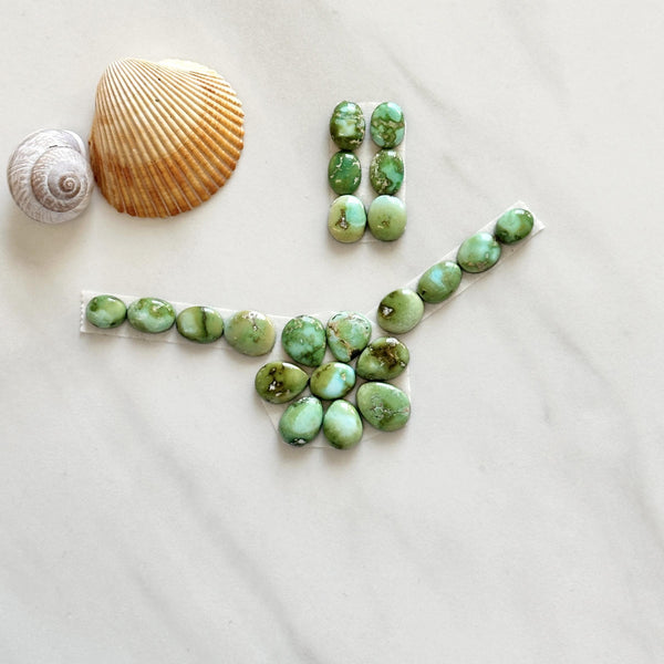 Small Lime Green Mixed Sonoran Gold Turquoise, Set of 22 Background