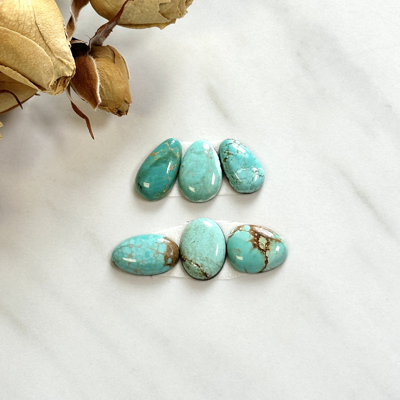 Small Sky Blue Mixed Treasure Mountain Turquoise, Set of 6 Background