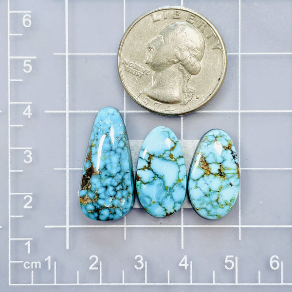 Large Sky Blue Mixed Kingman Turquoise, Set of 3 Dimensions