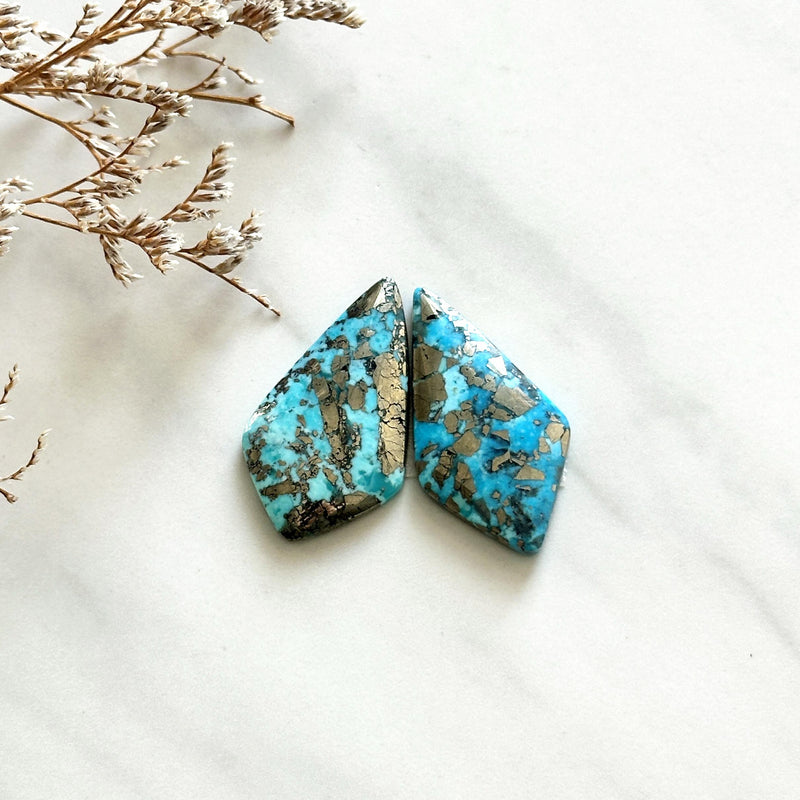 Large Sky Blue Shield Ithaca Peak Turquoise, Set of 2 Background
