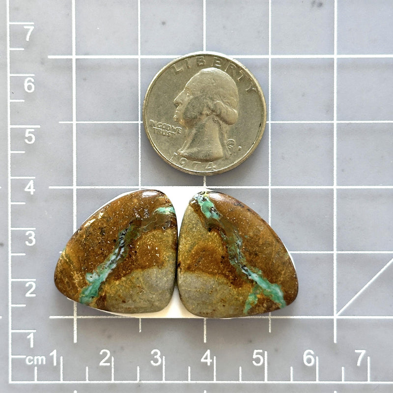 Large Sea Green Freeform Royston Turquoise, Set of 2 Dimensions