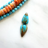 Small Sky Blue Teardrop Royston Turquoise, Set of 2 Background
