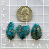 Large Ocean Blue Mixed Ithaca Peak Turquoise, Set of 3 Dimensions
