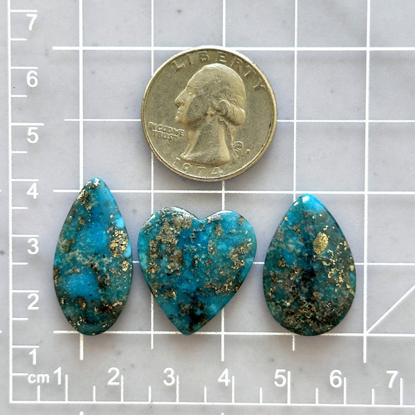Large Ocean Blue Mixed Ithaca Peak Turquoise, Set of 3 Dimensions