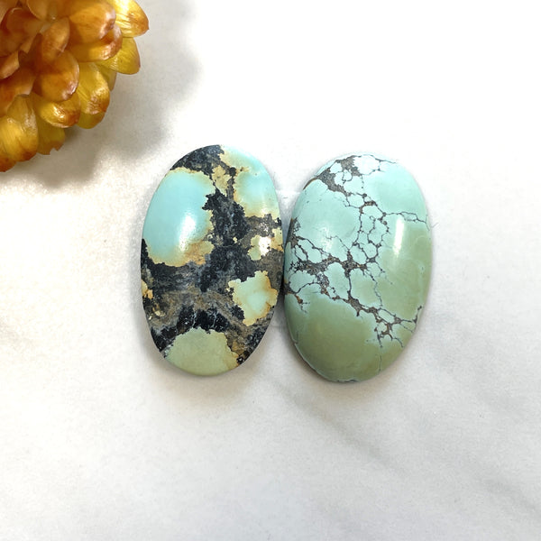 Medium Sky Blue Oval Treasure Mountain Turquoise, Set of 2 Background