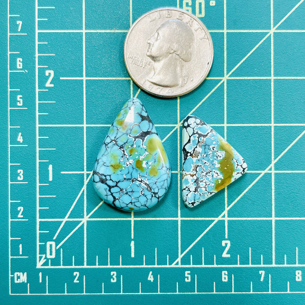 Large Sky Blue Mixed Treasure Mountain Turquoise, Set of 2 Dimensions