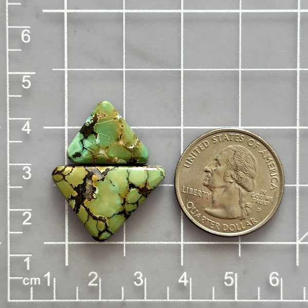 Medium Bamboo Green Triangle Bamboo Mountain Turquoise, Set of 2 Dimensions