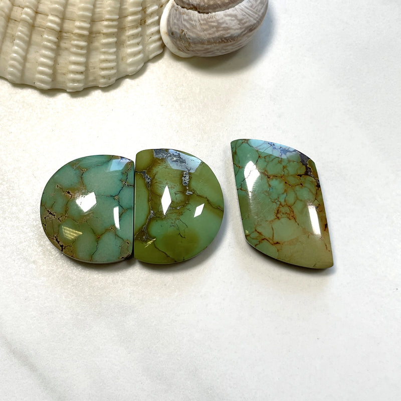 Medium Bamboo Green Mixed Bamboo Mountain Turquoise, Set of 3 Background