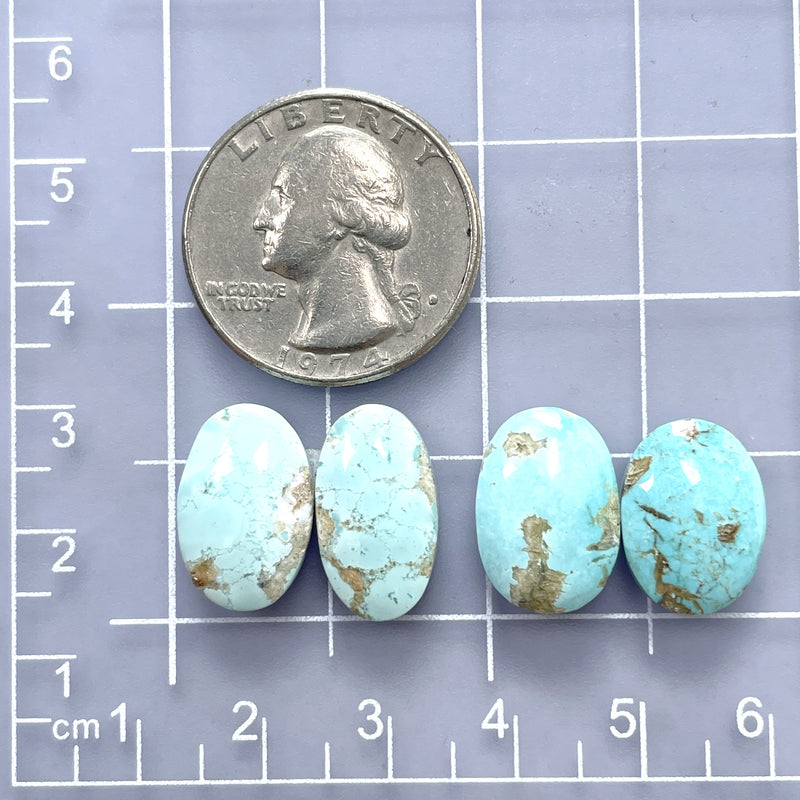 Medium Sky Blue Oval Sand Hill Turquoise, Set of 4 Dimensions