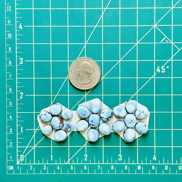 Small Sky Blue Freeform Golden Hills Turquoise, Set of 21 Dimensions