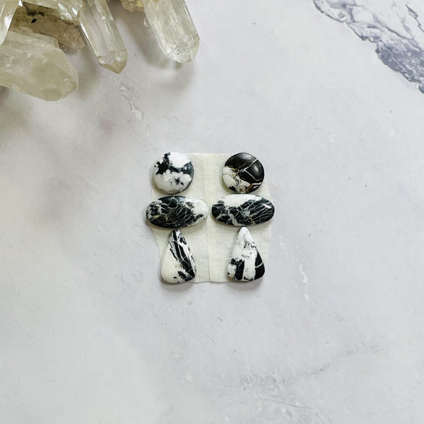 Small Black Mixed White Buffalo Dolomite, Set of 6 Background
