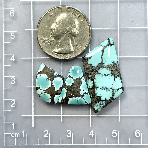 Large Sky Blue Mixed Yungai Turquoise, Set of 3 Dimensions