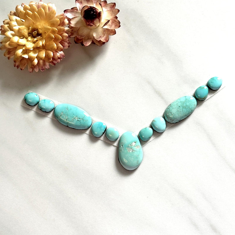 Small Sky Blue Mixed Lone Mountain Turquoise, Set of 11 Background