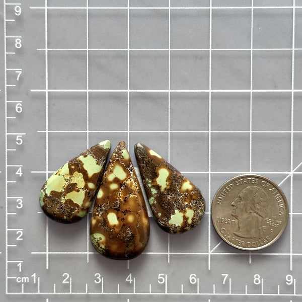 Large Earth Brown Teardrop Treasure Mountain Turquoise, Set of 3 Dimensions