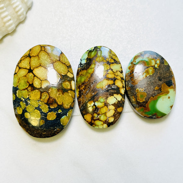 Large Earth Brown Oval Mixed Turquoise, Set of 3 Background