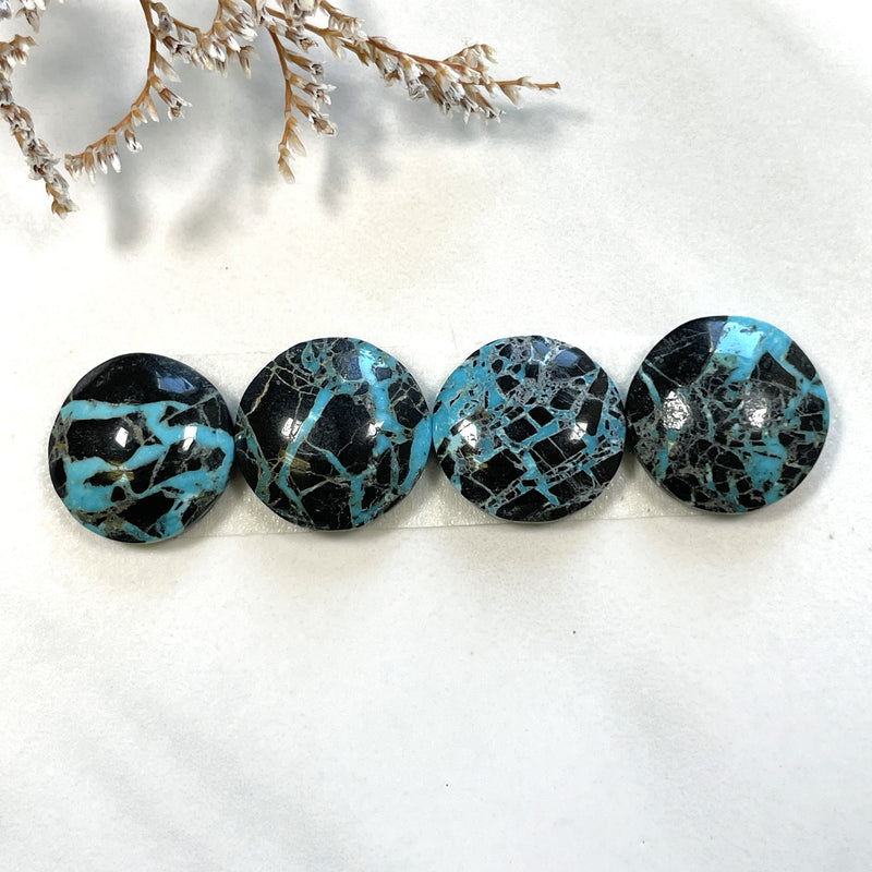 Small Ocean Blue Round Yungai Turquoise, Set of 4 Background