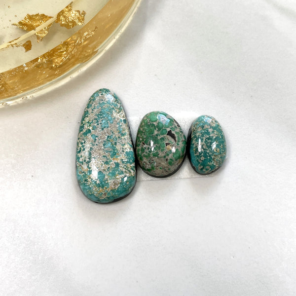 Medium Sea Green Freeform Carico Lake Turquoise, Set of 3 Background