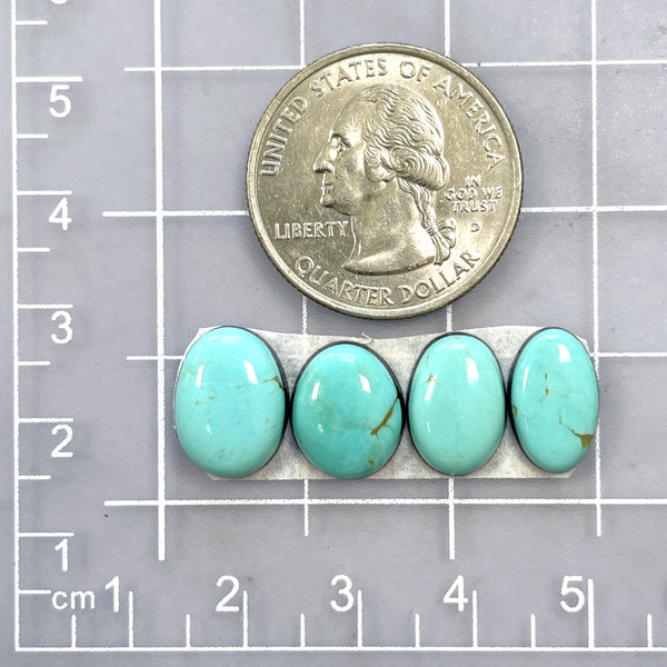 Small Sky Blue Oval Tyrone Turquoise, Set of 4 Dimensions