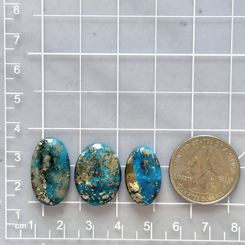 Large Ocean Blue Oval Ithaca Peak Turquoise, Set of 3 Dimensions