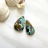 Large Sky Blue Teardrop Treasure Mountain Turquoise, Set of 2 Background