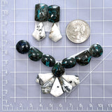 Medium Mixed Mixed Mixed Turquoise, Set of 16 Dimensions