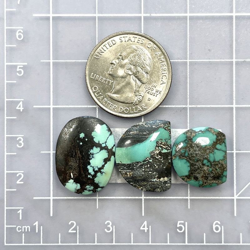 Medium Ocean Blue Mixed Yungai Turquoise, Set of 3 Dimensions