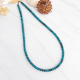 Stabilized Spider Web Egyptian Turquoise Abacus Bead Necklace 16 Inches