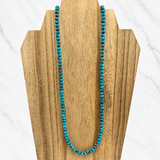 Stabilized Spider Web Egyptian Turquoise Abacus Bead Necklace 16 Inches