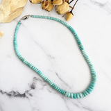 Natural Lone Mountain Turquoise Rondelle Bead Necklace 18 Inches