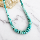 Natural Lone Mountain Turquoise Rondelle Bead Necklace 18 Inches