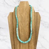 Natural Lone Mountain Turquoise Rondelle Bead Necklace 18 Inches