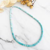 Natural Lone Mountain Turquoise Rondelle Bead Necklace 21 Inches