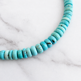 Natural Lone Mountain Turquoise Rondelle Bead Necklace 21 Inches