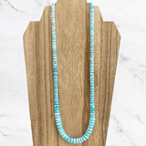 Natural Lone Mountain Turquoise Rondelle Bead Necklace 21 Inches
