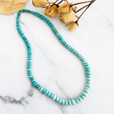 Natural Lone Mountain Turquoise Rondelle Bead Necklace 17 Inches