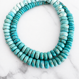 Natural Lone Mountain Turquoise Rondelle Bead Necklace 17 Inches