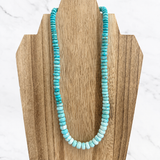 Natural Lone Mountain Turquoise Rondelle Bead Necklace 17 Inches