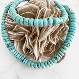 Natural Lone Mountain Turquoise Rondelle Bead Necklace 19 Inches