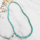 Natural Lone Mountain Turquoise Rondelle Bead Necklace 19 Inches
