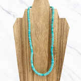 Natural Lone Mountain Turquoise Rondelle Bead Necklace 19 Inches