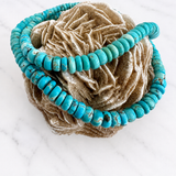 Natural Lone Mountain Turquoise Rondelle Bead Necklace 20 Inches