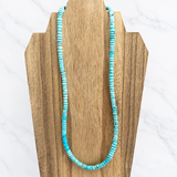 Natural Lone Mountain Turquoise Rondelle Bead Necklace 20 Inches