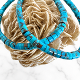 Stabilized Spider Web Egyptian Turquoise Heishi Beads Necklace 16 Inches