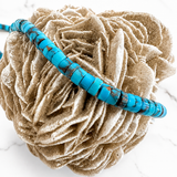 Stabilized Spider Web Egyptian Turquoise Heishi Beads Necklace 16 Inches